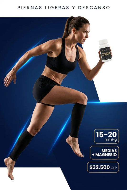 Medias de Compresión Premium Colombianas + Bisglicinato de Magnesio 60 caps Gratis